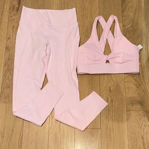 Fabletics Pink Leggings and Sports Bra Set